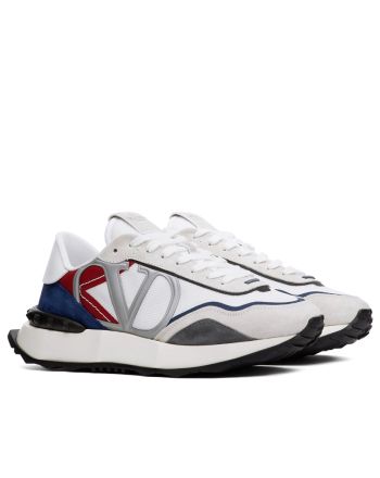 Valentino Unisex Netrunner Fabric And Suede Sneaker Cream